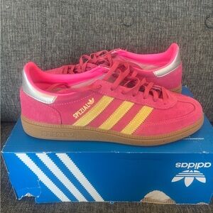 Adidas Women Pink and Yellow Sneakers Vibrant Style